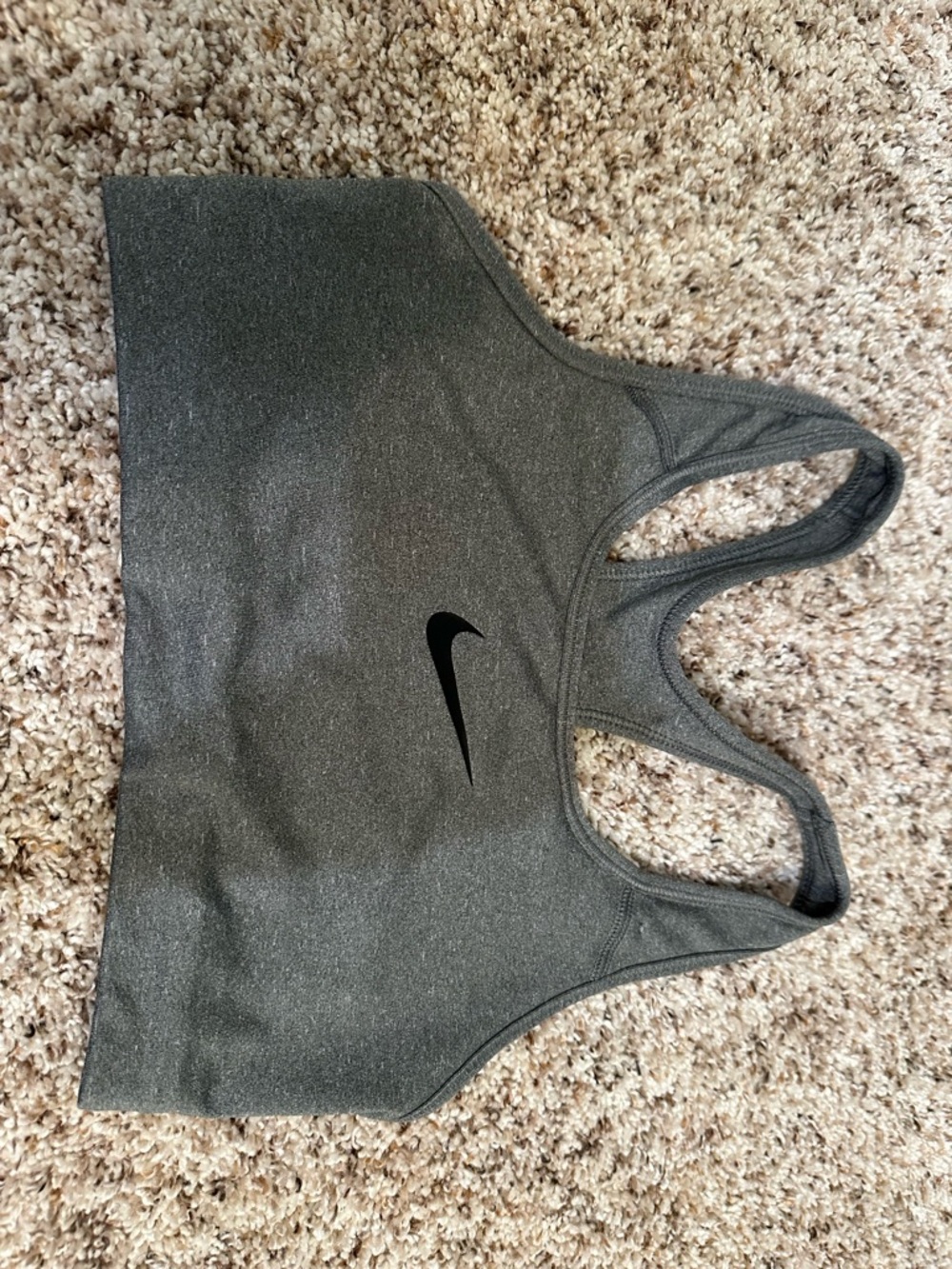 Nike Grey Racerback Dri-FIT Sports Bra with Black Swoosh